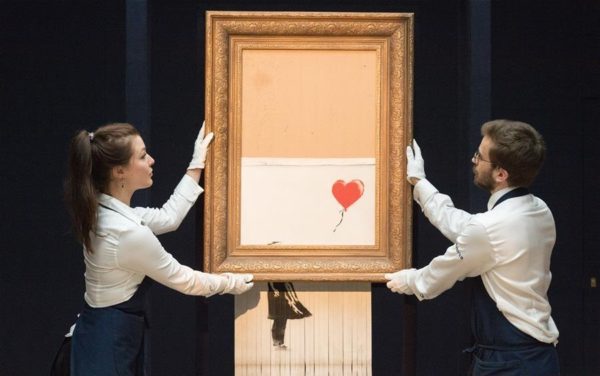 Girl with Balloon by Banksy more valuable after self destructing in Sotheby